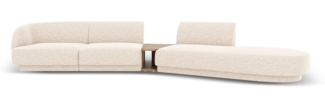 Micadoni Modulares Sofa Miley 4-Sitzer mit 1 Armlehne Rechts Chenille Eden Elfenbein