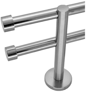 BASIT Gardinenstange Rohr Edelstahl 16 mm mit Wandträgern 120 cm E16, Ø 16 mm, 2-läufig, verschraubt, Edelstahl, H20 120 cm E16 Kappe
