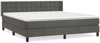 vidaXL Boxspringbett mit Matratze Dunkelgrau 180x200 cm Samt 3131214