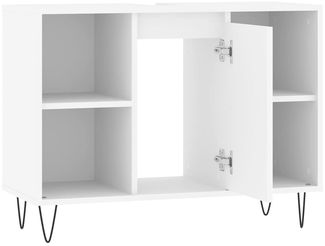 Badschrank, Badezimmerschrank Weiß 80x33x60 cm Holzwerkstoff