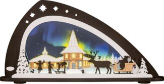 Weigla LED Schwibbogen Weihnachten Polarlicht, Lichterbogen aus Holz & Acryl, Made in Germany (1-tlg), Erzgebirge garantiert, Weihnachtsdeko Innen, Weihnachtsbeleuchtung