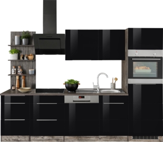 KOCHSTATION Küchenzeile KS-Brindisi Breite 280 cm, wahlweise mit E-Geräten und Induktion, mit MDF-Fronten und Regal