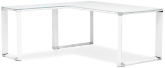 Kadima Design Eckschreibtisch Weiß Glas-Metall | 170x160 cm L-Form Winkelwahl | Homeoffice Arbeitstisch Chrom | Modern Design Büromöbel