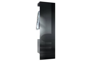 Garderobe Carlton Set 5, Wandgarderobe aus Flur-Paneel mit Kleiderstange & Wandschrank, Anthrazit matt/Schwarz Hochglanz (52 x 193 x 35 cm)