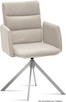 Armlehnstuhl drehbar (2er-Set) Dulsea 52 x 92 x 60 Edelstahl/Natur