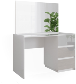 Schminktisch Marla Weiß Hochglanz 120 cm mit 3 Schubladen und Spiegel Vicco