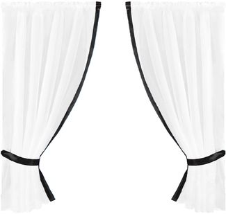 Gardinenset mit Stangendurchzug, Serie: Satin ca. 140x120 cm Auswahl: schwarz - jet black