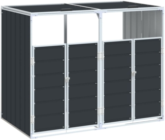 vidaXL Mülltonnenbox für 2 Tonnen Anthrazit 144x81x113 cm Stahl 4006177