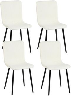 39F FURNITURE DREAM Set mit 4 ergonomischen Stühlen im skandinavischen Stil, perfekt für Esszimmer, Schlafzimmer, Büro und Wohnzimmer, weiß, 44 x 54 x 87 cm, Stoff