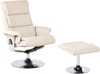 Massagestuhl LEGEND mit Fußstütze Kunstleder Hellbeige
