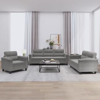 vidaXL 3-tlg. Sofagarnitur mit Kissen Dunkelgrau Mikrofasergewebe 3202292