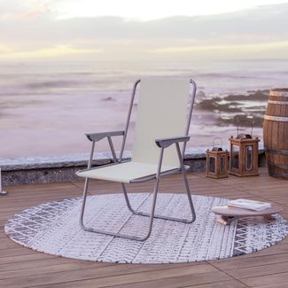 Campingstuhl Anglersessel Gartenstuhl Sessel mit Armlehne beige