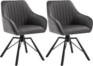 Woltu 4-Fußstuhl (2 St), Esszimmerstuhl drehbar Samt Sessel