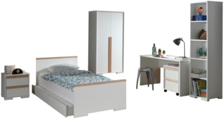 Jugendzimmer Set Kariotta Möbelset Holzwerkstoff Weiß/Buche