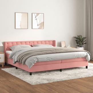 vidaXL Boxspringbett mit Matratze Rosa 200x200 cm Samt 3131224