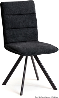 Esszimmerstuhl drehbar (4er-Set) Devan 47x92x60 Schwarz/Anthrazit