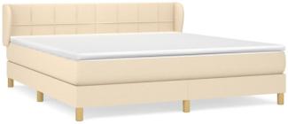 Doppelbett, Polsterbett mit Matratze Stoff Creme 160 x 200 cm