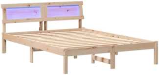 vidaXL Bettgestell mit Kopfteil Braun 140 x 190 cm Massivholz Kiefer 872824