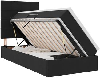 vidaXL Bett mit Stauraum und LED mit Matratze Schwarz 90 x 200 cm Samt 3372641