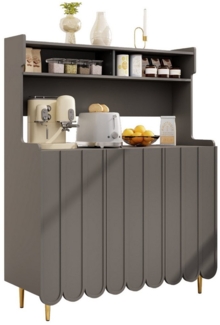 Yorbay Küchenbuffet Küchenbuffet mit offenem Ablageregal-Design, 3 Türen, 120x40x151cm Sideboard Aufbewahrungsschrank mit 4 Füßen für Küche, Esszimmer