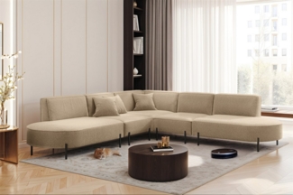 Ecksofa Designersofa VALENCIA Stoff Quelle Hellbraun Universal