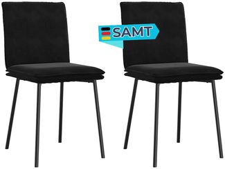 Esszimmerstühle VERA 2er Set Schwarz Samt | Polsterstühle Küchenstuhl Wohnzimmerstühle Essstühle bequem