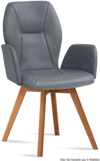 Armlehnstuhl (6er-Set) Donka 58 x 92 x 60 Eiche geölt/Grau