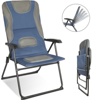 HOMECALL Campingstuhl Hochlehner Gartenstuhl Klappstühle Gepolstert Faltstuhl Balkonstuhl (Belastbar 150KG, mit 5-Fach Verstellbare lehne, 1 St)