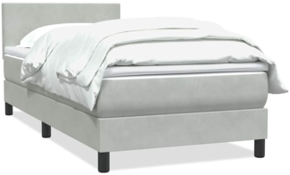 vidaXL Boxspringbett mit Matratze Hellgrau 80x210 cm Samt 3315993