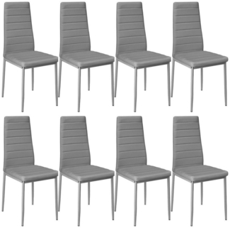 tectake Esszimmerstuhl Set Esszimmerstuhl (8er Set, 8 St), gepolstert mit Kunstlederbezug