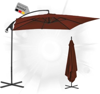 DELUKE® Sonnenschirm rechteckig FLEO 250cm Terrakotta UV-Schutz, Kurbelsystem Ampelschirm rechteckig Freiarm Sonnenschirm 250 cm Kurbelschirm Standschirm Sonnenschutz Gartenschirm