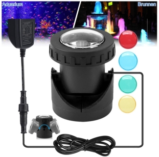 Jibenhome Gartenstrahler RGB Teichbeleuchtung, Unterwasser Teichlicht Landschaftsscheinwerfer, IP68 Teichleuchten Tauchstrahler, 90° Drehung, Aquarium Garten Teich