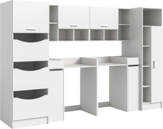 welltime Badmöbel-Set FALAS, TOPSELLER!, 8-teilig, Hauswirtschaftsraum Set, Breite 300 cm, (Set, 8-St, Wäscheschrank, Hängeschrank,Standregal, Umbauschrank, Mehrzweckschrank), Kombination, Waschmaschinenumbau, Waschmaschinenschrank, Wäschekammer