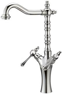 Jugendstil Retro Waschtisch Armatur Silber H. 47,5 cm - Waschbecken Armatur Made in Italy
