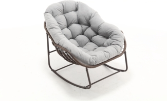 LVHOM Schaukelstuhl mit gepolstertem Kissen, Rattanstuhl mit Stahlrahmen, Lounge Sessel, Schaukelsessel, 1 St, für Balkon/Garten/Wohnzimmer/Schlafzimmer