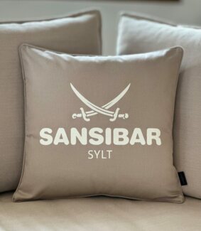 Sansibar Sylt Kissenhülle Kissenbezug Sansibar Sylt Kissenhülle, Sansibar Logo Druck, 45x45 cm, mit Logo-Schriftzug, mit verdecktem Reißverschluss