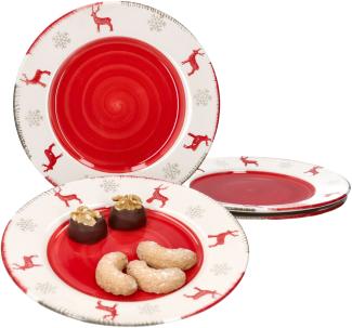 4er Set Rentier Unik Kuchenteller Gebäckteller Keks-Teller Dessert Weihnachten