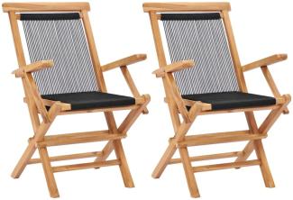 vidaXL Klappbare Gartenstühle 2 Stk. Massivholz Teak und Seil 49362