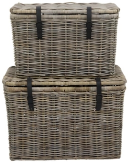 Vente-unique - Koffer zur Aufbewahrung 2er-Set - Kubu - 80 x 45 x 55 cm & 70 x 35 x 45 cm - Grau - NEFTA