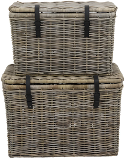 Vente-unique - Koffer zur Aufbewahrung 2er-Set - Kubu - 80 x 45 x 55 cm & 70 x 35 x 45 cm - Grau - NEFTA