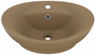 vidaXL Luxus-Waschbecken Überlauf Oval Matt Creme 58,5x39cm Keramik 146941