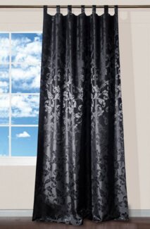 Clever-Kauf-24 Gardine Schlaufenschal Lyon Schwarz Barock 135 cm x 245 cm, blickdichter Vorhang