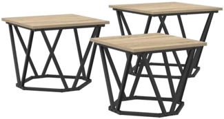 Couchtisch, Sofatisch 3 pcs Sonoma-Eiche Ingenieure Holz und Stahl