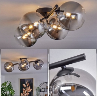 hofstein Deckenleuchte Deckenlampe aus Metall/Glas in Schwarz/Rauchfarben/Klar, ohne Leuchtmittel, Leuchte im Retro-Design aus Glas, 4 x G9 LED, ohne Leuchtmittel