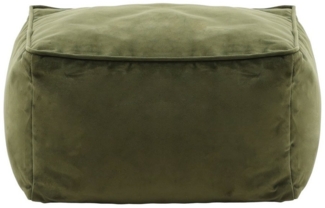 Icon Amara Hocker, Olivgrün, Flauschiger Samt Stoff, Samt Sitzsack, Sitzpuff Hocker mit Füllung, Fußhocker für das Wohnzimmer, Deko Wohnzimmer