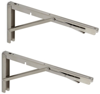 SO-TECH® Wandregalhalter 1 Paar Schwerlast Klappkonsolen Tragkraft bis 150 kg, Set, echt Edelstahl, Breite 25 mm, Höhe 175 mm, Tiefe 400 mm