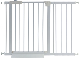 Treppenschutzgitter Absperrgitter weiß ohne Bohren Auto-Close + Rampe 102-113cm