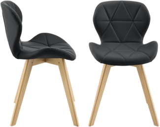 Esszimmerstuhl Älmhult 2-er Set 78x47x52 cm Kunstleder Schwarz [en. casa]