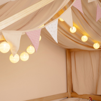 HOME DELUXE Wimpelkette Musselin LINDO - Creme