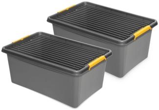 Kreher Aufbewahrungsbox 'Solid Box' aus Kunststoff mit Deckel und Rollen (Set/Volumen wählbar) (2 St)
